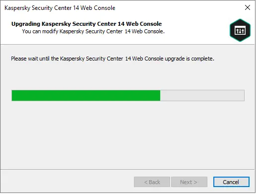 Upgrading Kaspersky web console