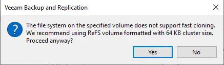 Use ReFS volume formatted with 64kb