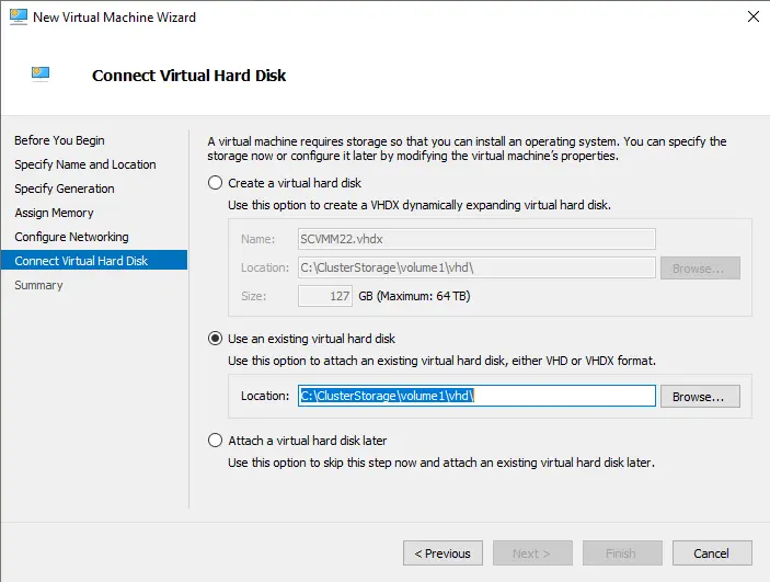 Use an existing virtual hard disk