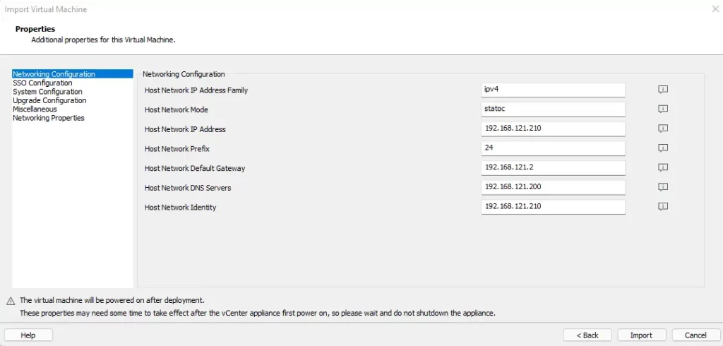 VCSA 8.0 Network Configuration