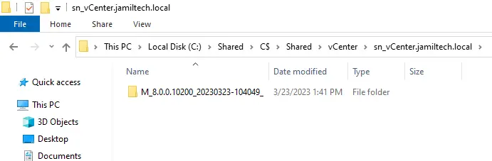 VCSA backup file