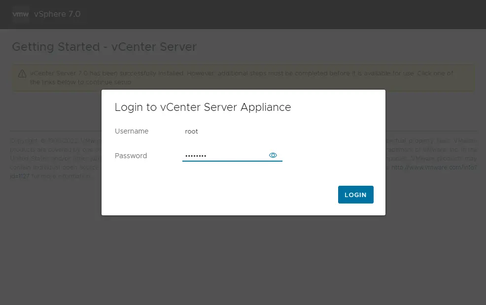 VCSA login