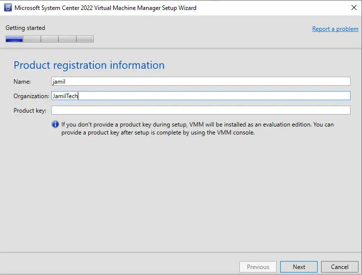 VMM product registration information