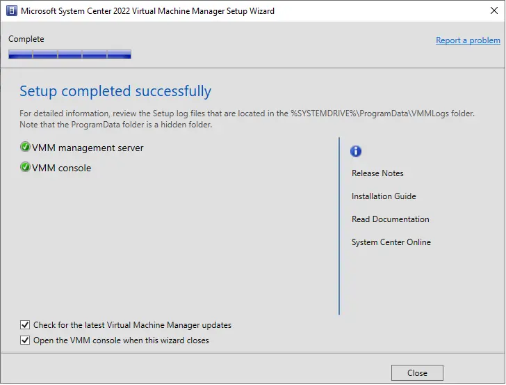 VMM setup completed successfully