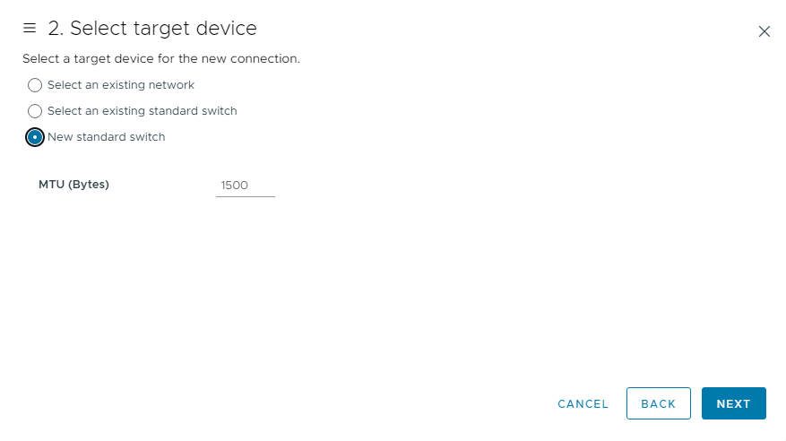 VMkernet adapter target device