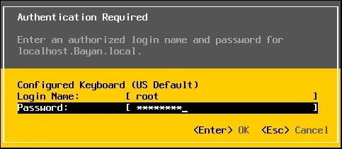 VMware ESXi authentication required