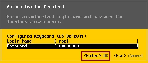 VMware ESXi authentication required