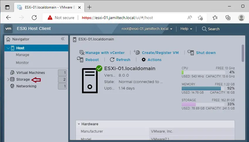 VMware ESXi host client