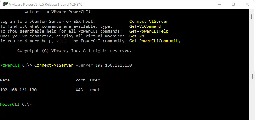 VMware PowerCLI connect-viserver