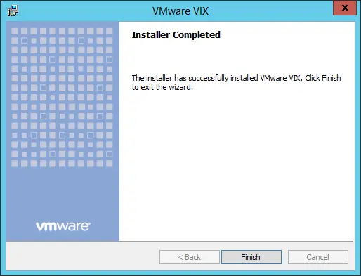 VMware VIX installer completed