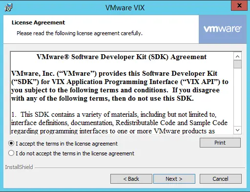 VMware VIX license agreement
