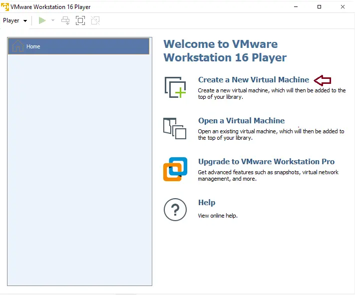 create virtual machine in VMware player