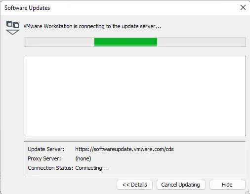 VMware Workstation check for update