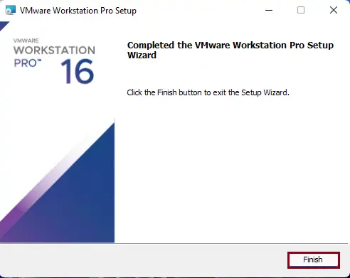 VMware Workstation installation completed