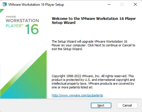 VMware Workstation16 player setup