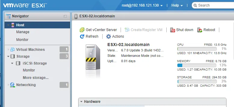 VMware client host maintenance on