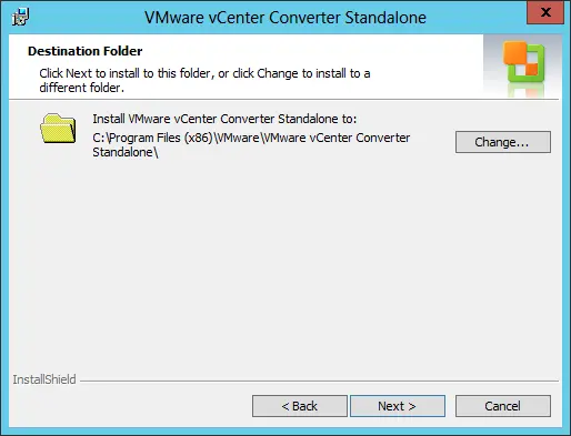VMware converter destination folder