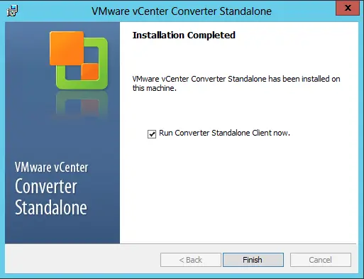 VMware converter installation complete
