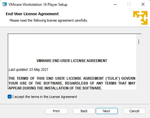 VMware end user license agreement