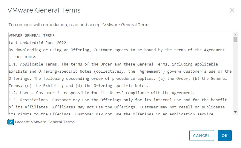 VMware general terms