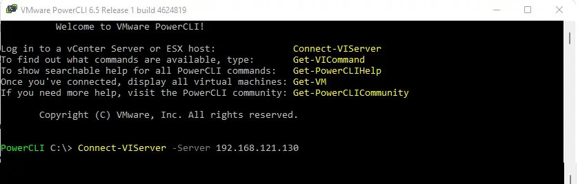 VMware powercli connect command
