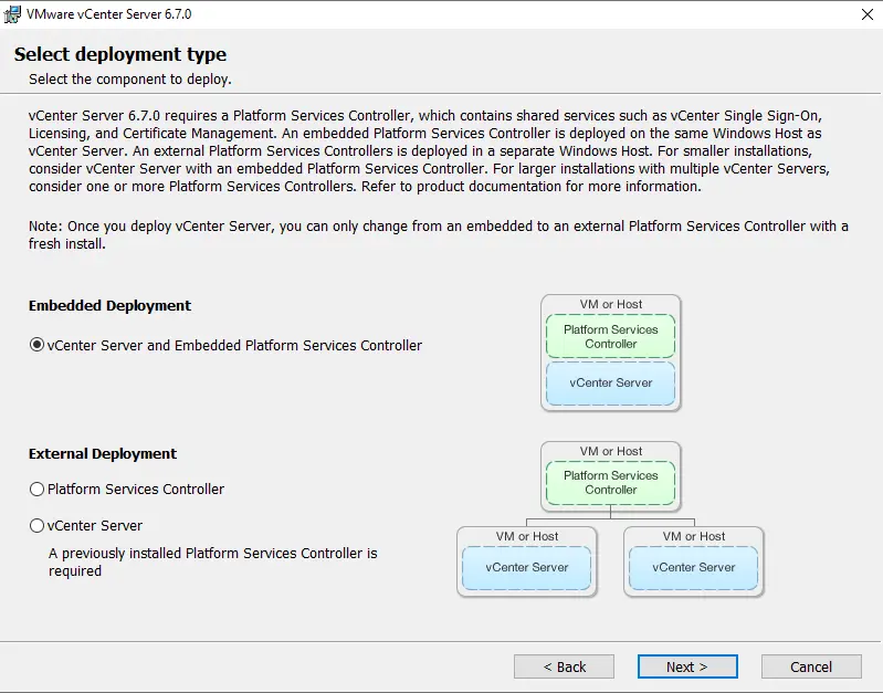 VMware select deployment type