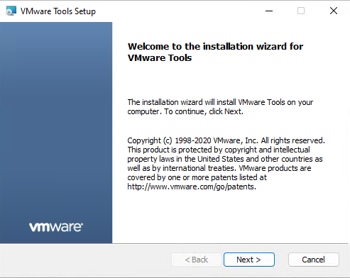 VMware tools setup