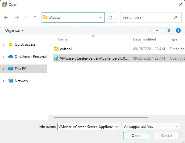 VMware vCenter Server Appliance OVA