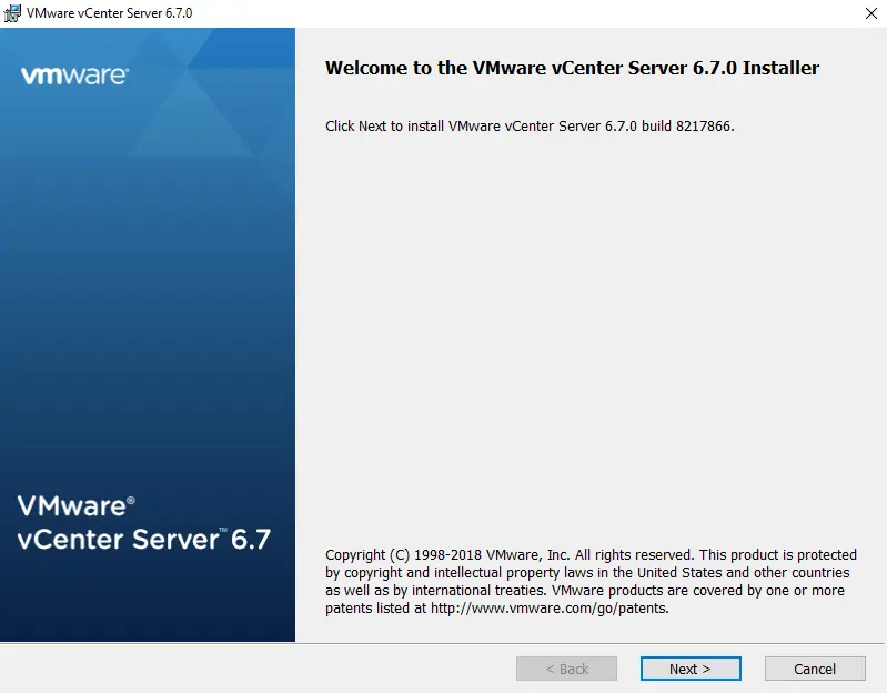 VMware vCenter server installer