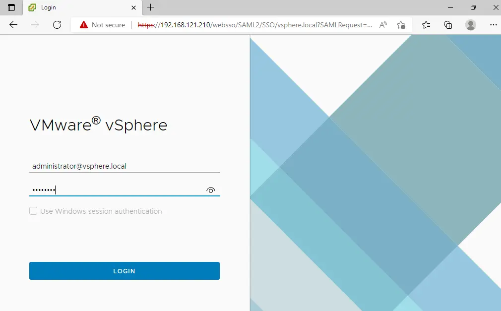 VMware vSphere Login