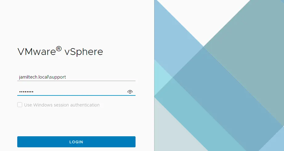 VMware vSphere login