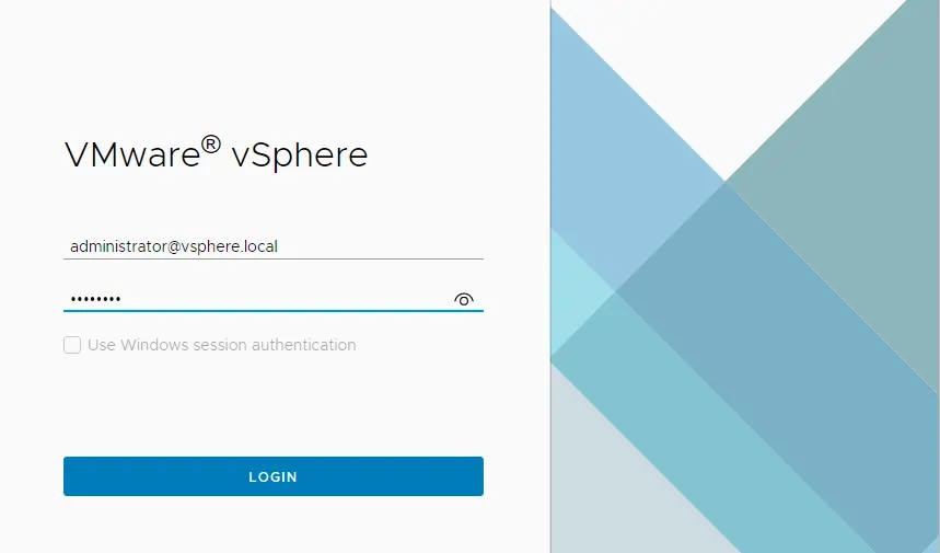 VMware vSphere login