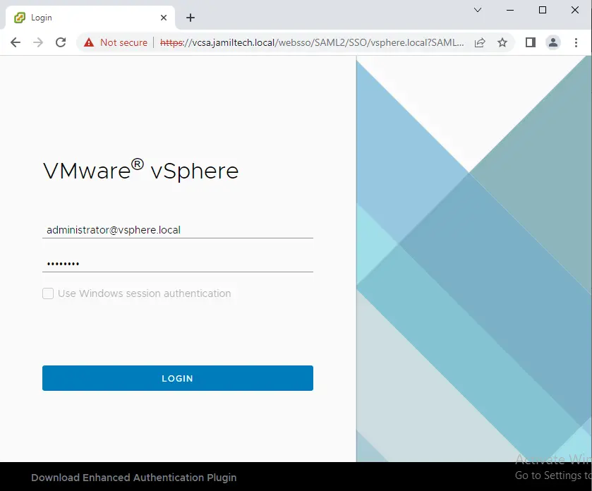 VMware vSphere login