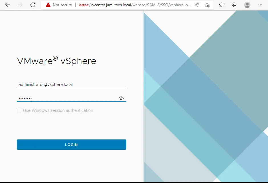 VMware vSphere server login