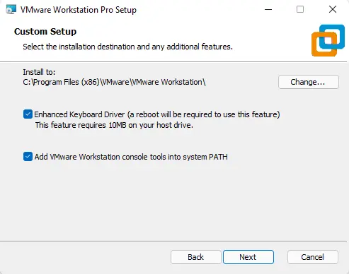 VMware workstation custom setup