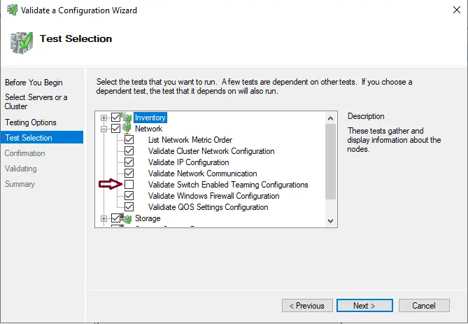 Validate Switch Enabled Teaming Configurations