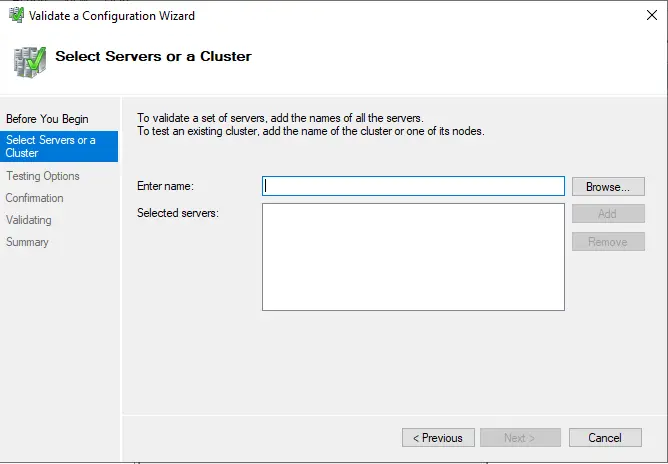 Validate a configuration select servers