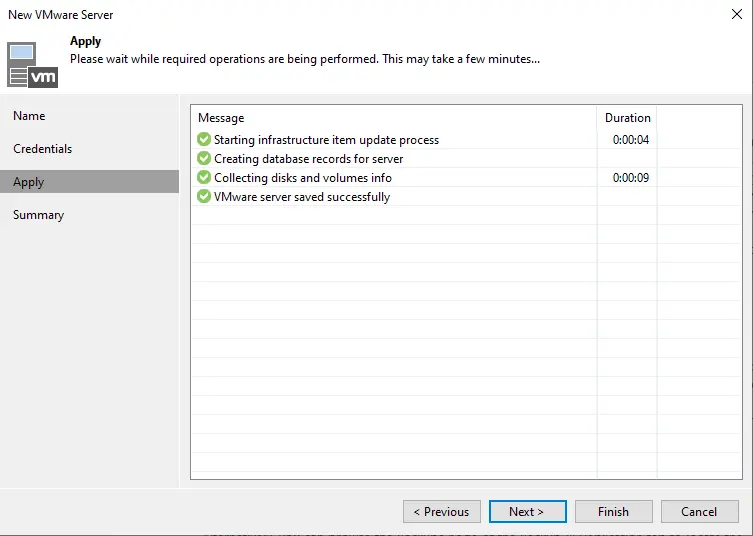 Veeam add new VMware serer apply