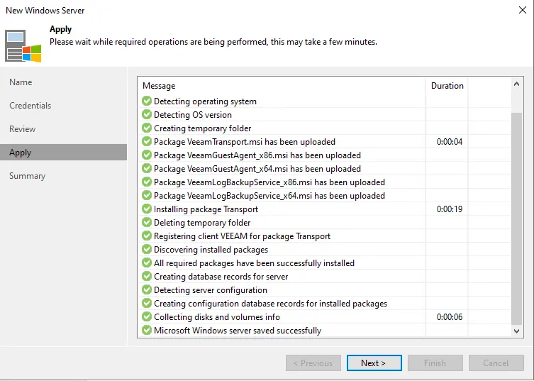 Veeam add physical server