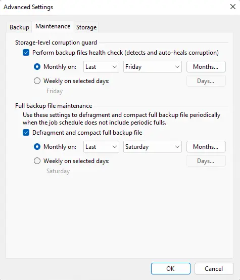 Veeam agent advanced settings maintenance