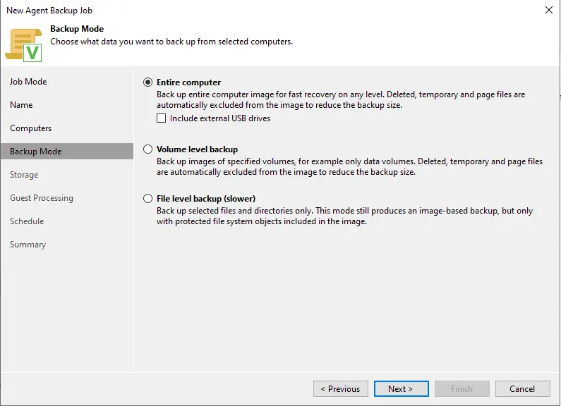 Veeam agent backup job mode