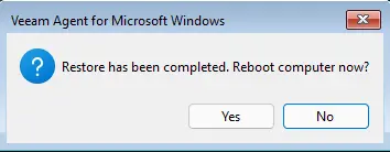 Veeam agent reboot computer now