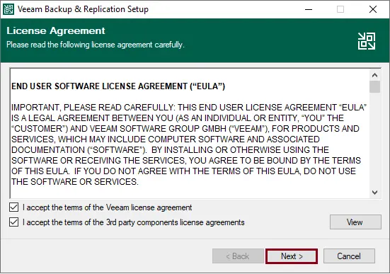 Veeam backup & Replication license agreement