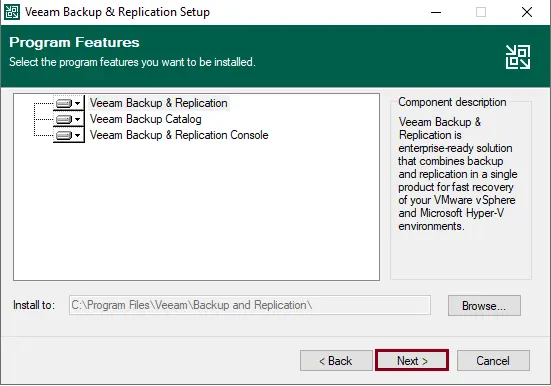 Veeam backup & Replication program features