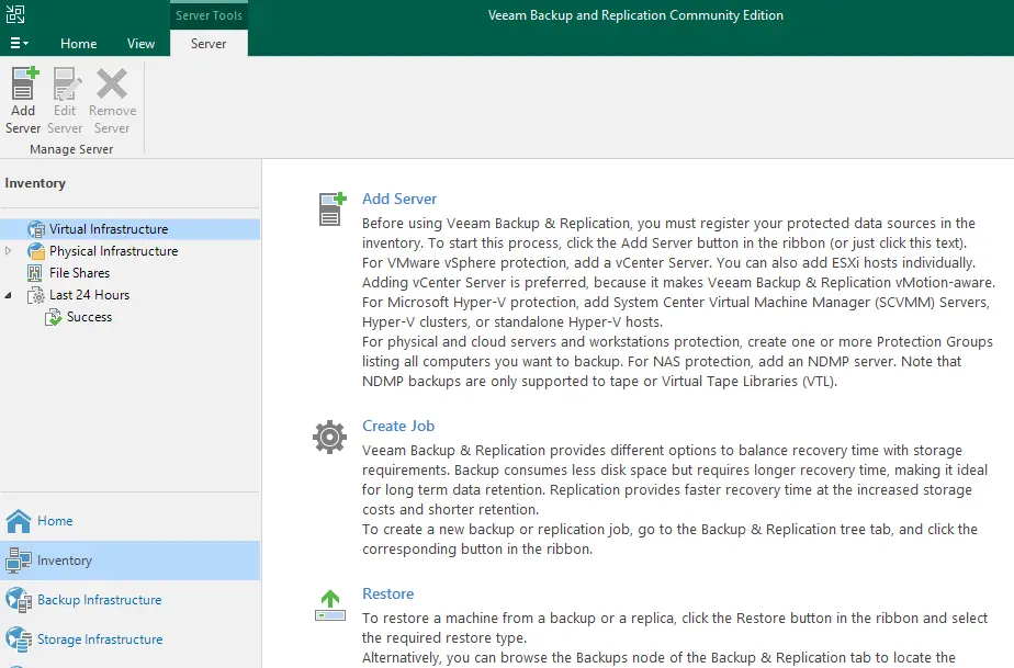 Veeam backup and replication inventory