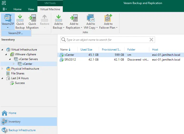 Veeam backup and replication inventory