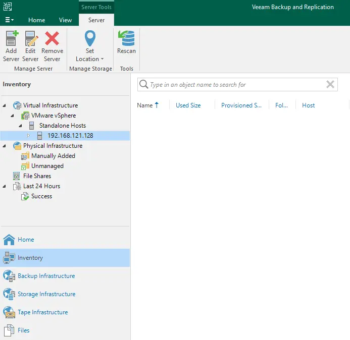 Veeam backup and replication inventory