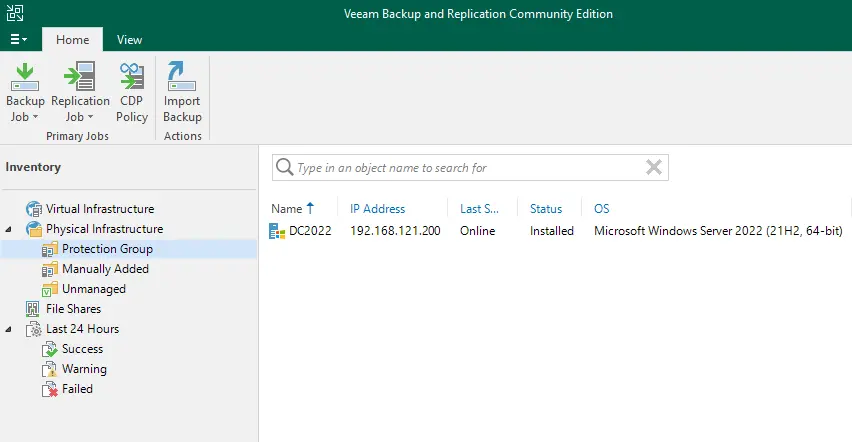 Veeam backup and replication protection group