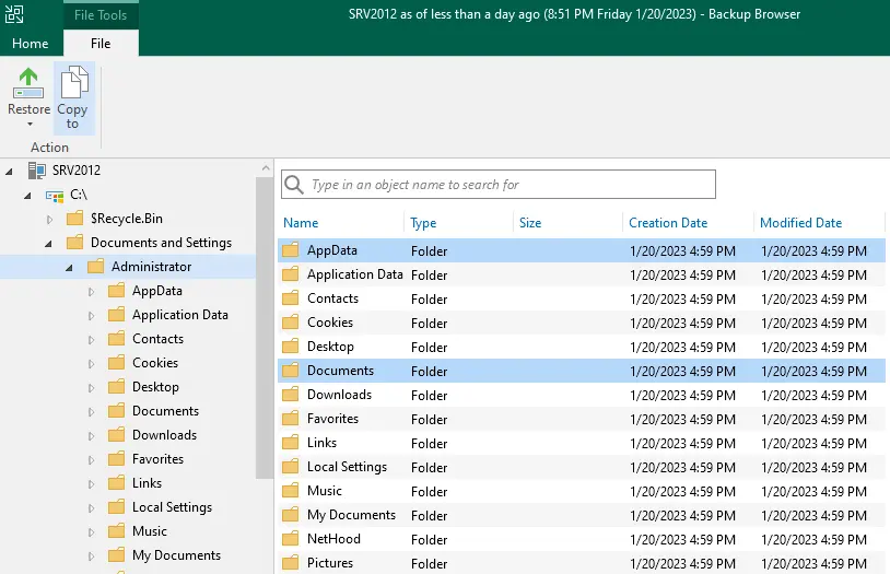 Veeam backup browser