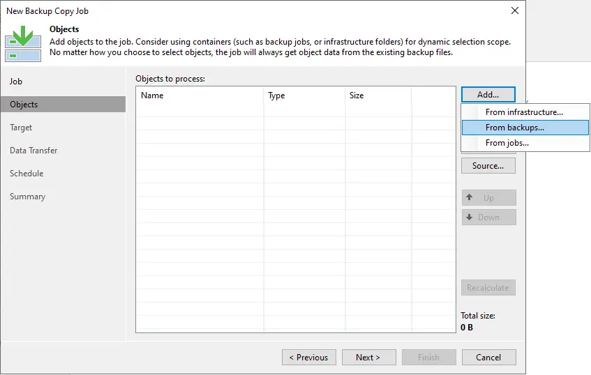 Veeam backup copy job objects